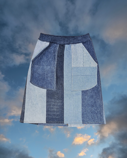 Panelled Denim Skirt